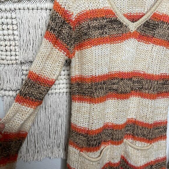 Ashley Orange Striped Acrylic Sweater Dress Large - Picture 4 of 6